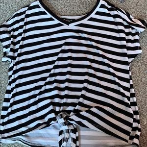 Full circle black and white striped shirt